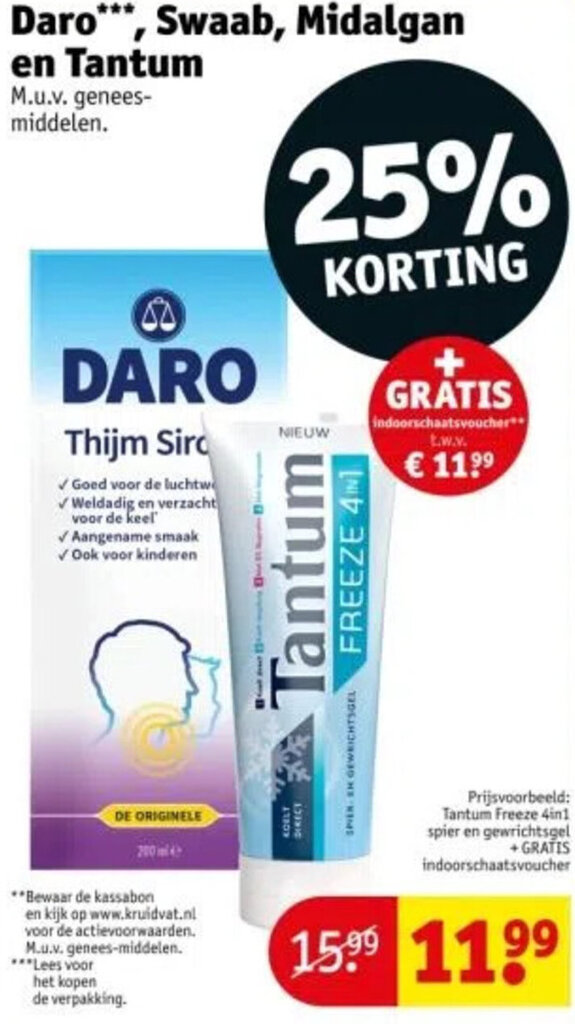 Daro, Swaab, Midalgan en Tantum aanbieding bij Kruidvat
