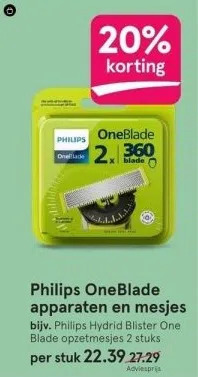 Etos Philips oneblade apparaten en mesjes aanbieding