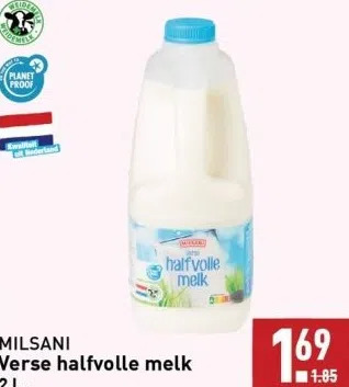 ALDI Milsani verse halfvolle melk aanbieding
