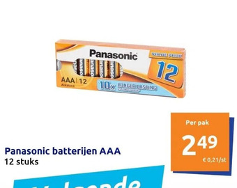 Action Panasonic batterijen aaa 12 stuks aanbieding