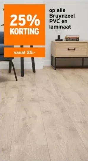 GAMMA 25% korting  op alle bruynzeel pvc en laminaat aanbieding