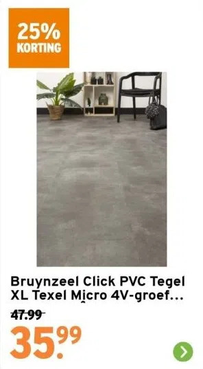 GAMMA Bruynzeel click pvc tegel xl texel micro 4v-groef 4mm 2,3m² aanbieding