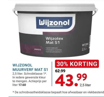 Kluswijs Wijzonol muurverf mat s1 2,5 liter aanbieding