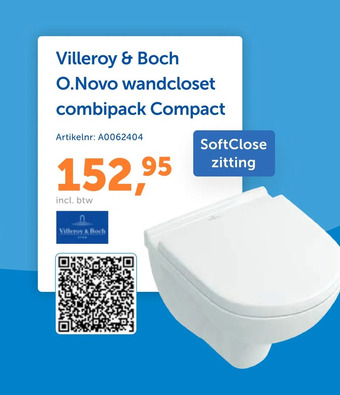 Warmteservice Villeroy & boch o.novo wandcloset combipack compact aanbieding