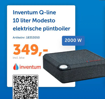 Warmteservice Inventum q-line 10 liter modesto elektrische plintboiler aanbieding