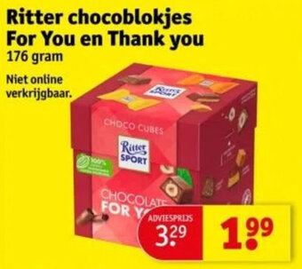 Kruidvat Ritter chocoblokjes For You en Thank you 176 gram aanbieding