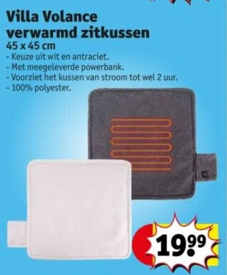 Kruidvat Villa Volance verwarmde zitkussem 45x45 cm aanbieding