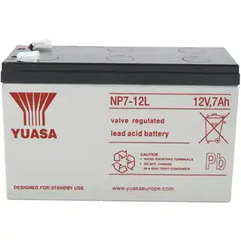 Conrad Yuasa np7-12 l loodaccu 12 v 7 ah loodvlies (agm) (b x h x d) 151 x 98 x 65 mm kabelschoen 6.35 mm onderhoudsvrij, vds-certif aanbieding