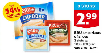 Hoogvliet ERU smeerkaas of slices 3 stuks 100-150 gram aanbieding