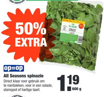 ALDI All Seasons spinazie aanbieding