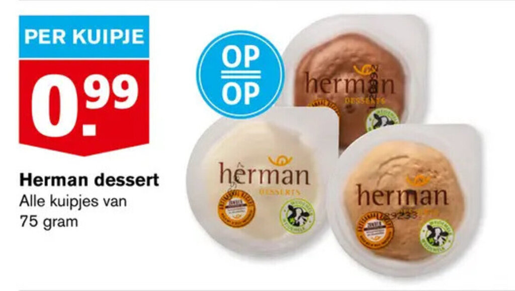 Hoogvliet Herman dessert 75 gram aanbieding