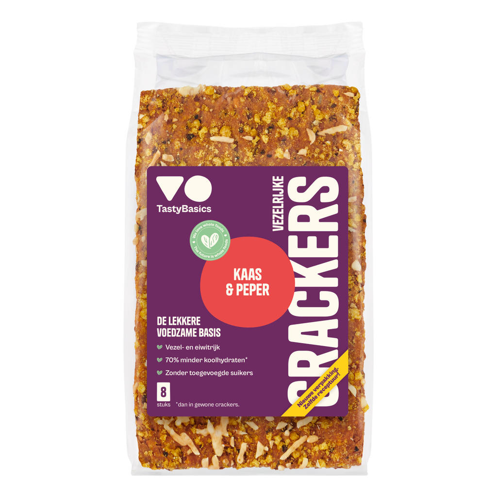 Dekamarkt Tastybasics cracker kaas-peper 8 stuks aanbieding