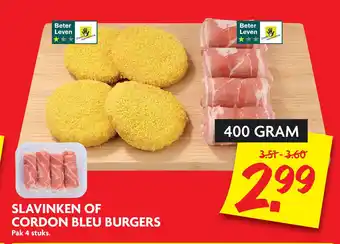 Dekamarkt Slavinken Of Cordon Bleu Burgers aanbieding