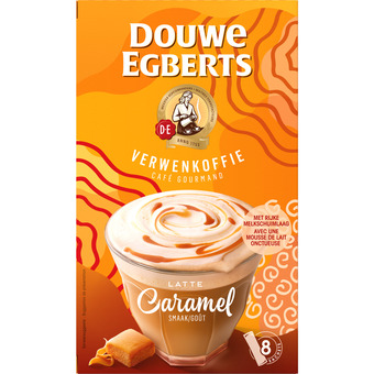 Dekamarkt Douwe egberts oploskoffie latte caramel 8 sticks aanbieding