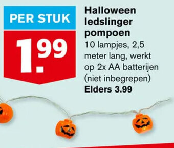 Hoogvliet Halloween ledslinger pompoen aanbieding