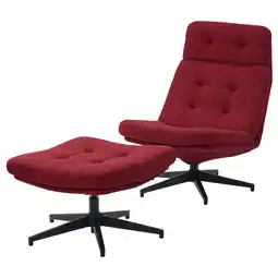 IKEA Havberg fauteuil en voetenbank, lejde rood/bruin aanbieding