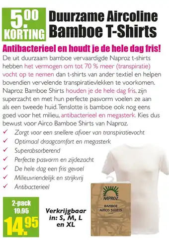 Gezond & Wel Duurzame Aircoline Bamboe T-Shirts aanbieding