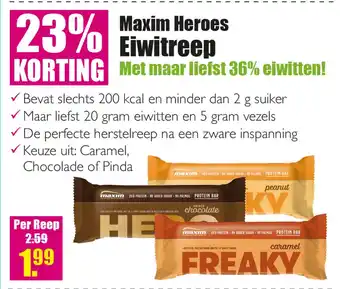 Gezond & Wel Maxim Heroes Eiwitreep aanbieding