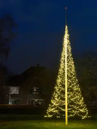 Intratuin Fairybell vlaggenmast kerstboom met 1500 led lampjes warm wit h 7 m aanbieding