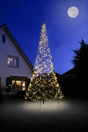 Intratuin Fairybell vlaggenmast kerstboom 1200 led lampjes warm wit h 6 m aanbieding