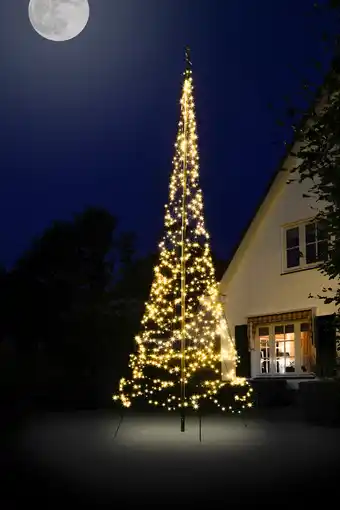 Intratuin Fairybell vlaggenmast kerstboom met 900 led lampjes warm wit h 6 m aanbieding