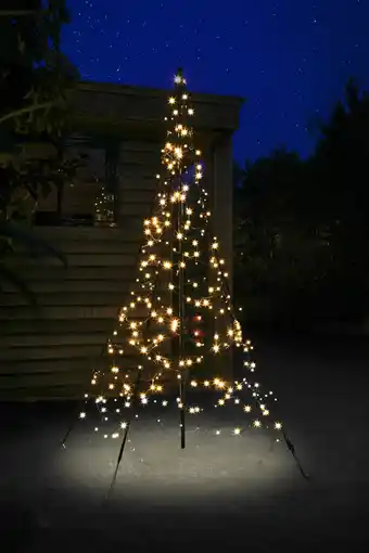 Intratuin Fairybell vlaggenmast kerstboom h 200 cm met 300 led lampjes warm wit aanbieding