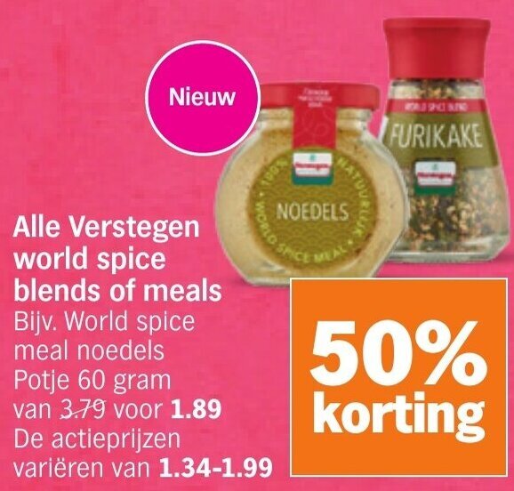 Albert Heijn Alle Verstegen world spice blends of meals aanbieding
