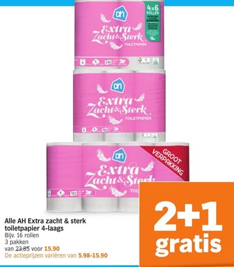 Albert Heijn Alle AH Extra zacht & sterk toiletpapier 4-laags aanbieding