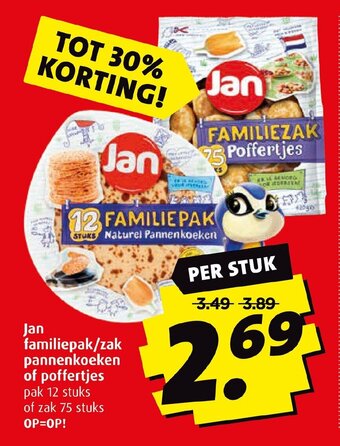 Boni Jan familiepak/zak pannenkoeken of poffertjes 12 stuks 75 stuks aanbieding