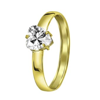 Bol.com Lucardi - dames ring met hartvormige zirkonia - ring - cadeau - 9 karaat - goudkleurig aanbieding