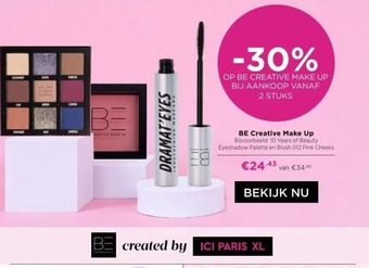 ICI Paris XL Be creative make up bijvoorbeeld: 10 years of beauty eyeshadow palette en blush 012 pink cheeks aanbieding