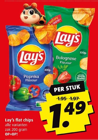 Boni Lay's flat chips 200 gram aanbieding