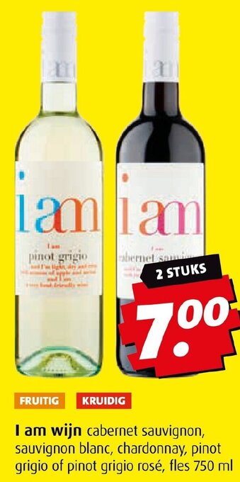 Boni I am wijn 750 ml 2 STUKS aanbieding
