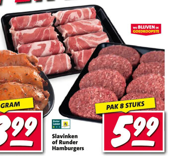 Nettorama Slavinken of Runder Hamburgers 8 STUKS aanbieding