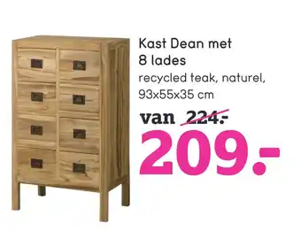 Leen Bakker Kast Dean met 8 lades aanbieding