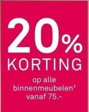 Karwei 20% korting op alle binnenmeubelen¹ vanaf 75,- aanbieding