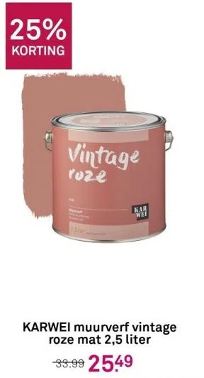 Karwei Karwei muurverf vintage roze mat 2,5 liter aanbieding