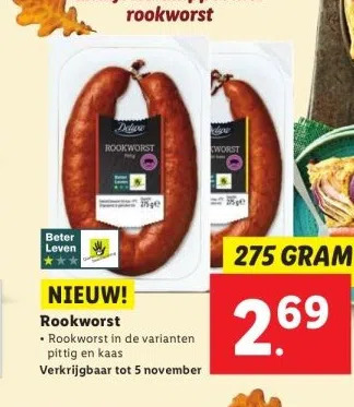 Lidl Nieuw! rookworst aanbieding