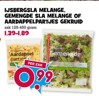 Boon`s Markt Ijsbergsla melange, gemengde sla melange of aardappelpartjes gekruid aanbieding