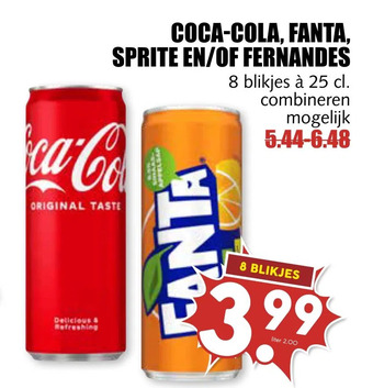 MCD Supermarkt Coca-cola, fanta, sprite en/of fernandes aanbieding