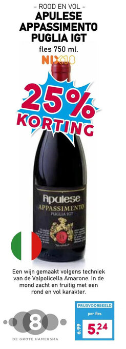 Boon`s Markt APULESE APPASSIMENTO PUGLIA IGT fles 750 ml. aanbieding