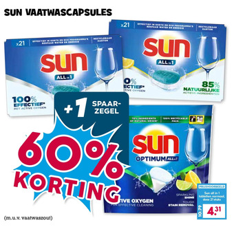 Boon`s Markt Sun vaatwascapsules aanbieding