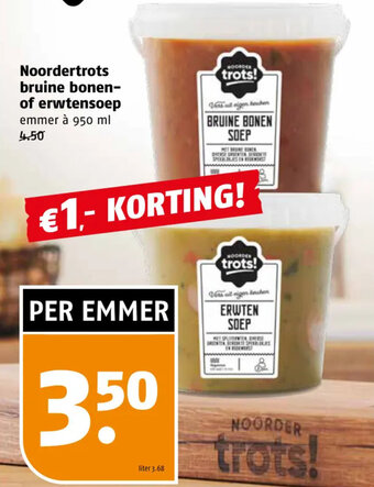 Poiesz Noordertrots bruine bonen- of erwtensoep emmer à 950 ml aanbieding