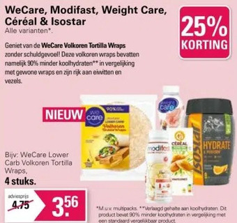 De Online Drogist Wecare, modifast, weight care, céréal & isostar alle varianten*. aanbieding