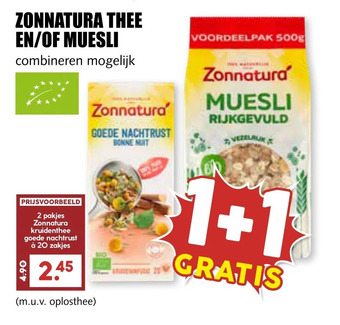 MCD Supermarkt Zonnatura thee en/of muesli aanbieding