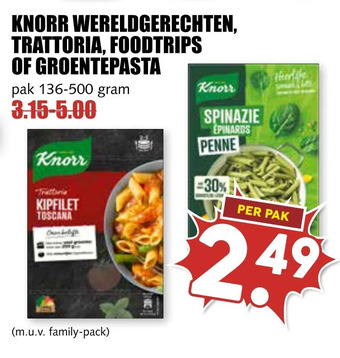 MCD Supermarkt Knorr wereldgerechten, trattoria, foodtrips of groentepasta aanbieding