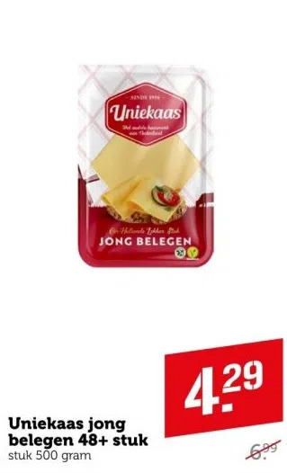 Coop Uniekaas jong belegen 48+ stuk aanbieding