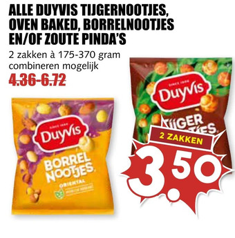 MCD Supermarkt Alle duyvis tijgernootjes, oven baked, borrelnootjes en/of zoute pinda's aanbieding