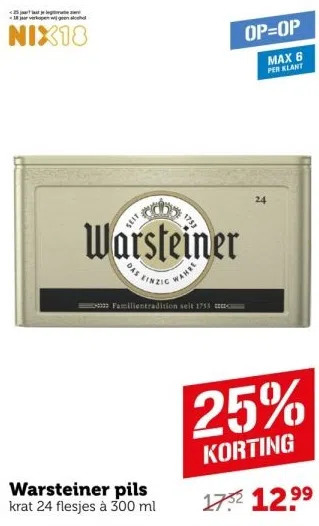 Coop Warsteiner pils aanbieding