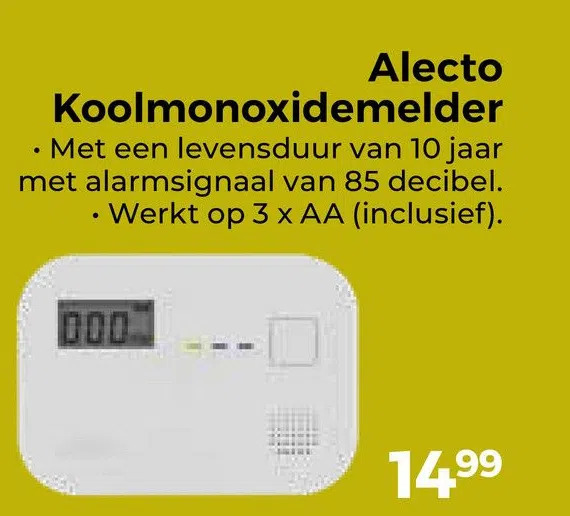 Trekpleister Alecto koolmonoxidemelder aanbieding
